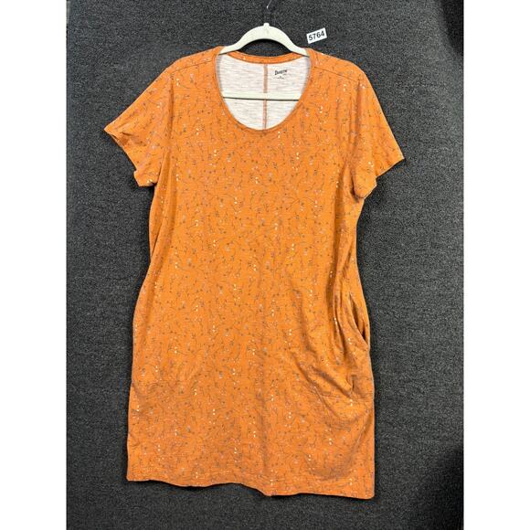 Duluth Trading To 'n' Flow Pleated Back Short Sleeve Dress Womens XL Orange - Picture 1 of 6